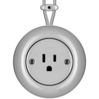 PORCELAIN KATY PATY COLONA ROUND SURFACE MOUNTED USA 15AMP SOCKET GREY - DYKE & DEAN