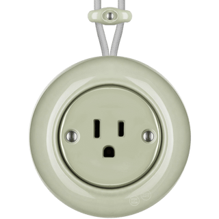 PORCELAIN KATY PATY COLONA ROUND SURFACE MOUNTED USA 15AMP SOCKET GREY GREEN - DYKE & DEAN