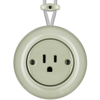 PORCELAIN KATY PATY COLONA ROUND SURFACE MOUNTED USA 15AMP SOCKET GREY GREEN - DYKE & DEAN