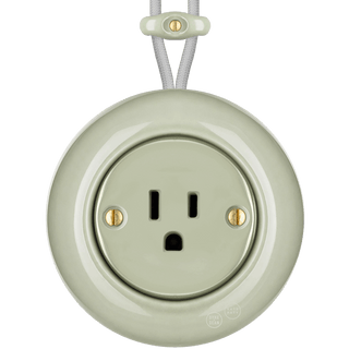 PORCELAIN KATY PATY COLONA ROUND SURFACE MOUNTED USA 15AMP SOCKET GREY GREEN - DYKE & DEAN