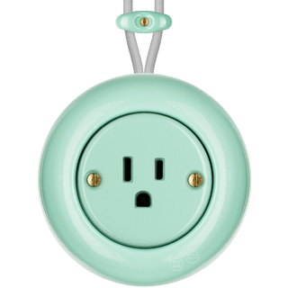 PORCELAIN KATY PATY COLONA ROUND SURFACE MOUNTED USA 15AMP SOCKET MINT GREEN - DYKE & DEAN