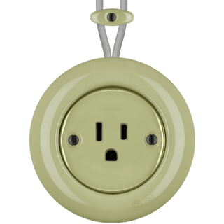 PORCELAIN KATY PATY COLONA ROUND SURFACE MOUNTED USA 15AMP SOCKET MOSS GREEN - DYKE & DEAN