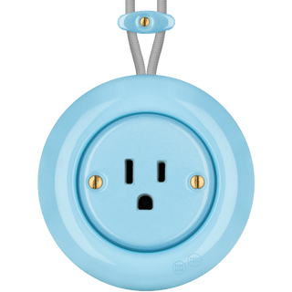 PORCELAIN KATY PATY COLONA ROUND SURFACE MOUNTED USA 15AMP SOCKET PASTEL BLUE - DYKE & DEAN