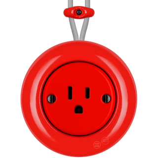 PORCELAIN KATY PATY COLONA ROUND SURFACE MOUNTED USA 15AMP SOCKET RED - DYKE & DEAN