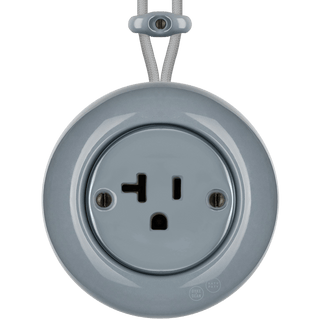 PORCELAIN KATY PATY COLONA ROUND SURFACE MOUNTED USA 20AMP SOCKET ASH GREY - DYKE & DEAN