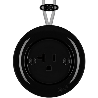 PORCELAIN KATY PATY COLONA ROUND SURFACE MOUNTED USA 20AMP SOCKET BLACK - DYKE & DEAN