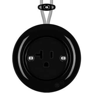PORCELAIN KATY PATY COLONA ROUND SURFACE MOUNTED USA 20AMP SOCKET BLACK - DYKE & DEAN