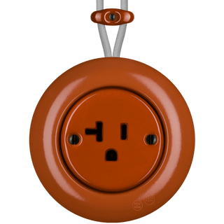 PORCELAIN KATY PATY COLONA ROUND SURFACE MOUNTED USA 20AMP SOCKET BRICK RED - DYKE & DEAN