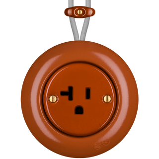 PORCELAIN KATY PATY COLONA ROUND SURFACE MOUNTED USA 20AMP SOCKET BRICK RED - DYKE & DEAN