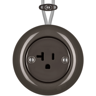 PORCELAIN KATY PATY COLONA ROUND SURFACE MOUNTED USA 20AMP SOCKET BROWN - DYKE & DEAN