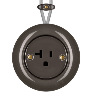 PORCELAIN KATY PATY COLONA ROUND SURFACE MOUNTED USA 20AMP SOCKET BROWN - DYKE & DEAN