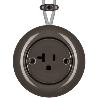 PORCELAIN KATY PATY COLONA ROUND SURFACE MOUNTED USA 20AMP SOCKET BROWN - DYKE & DEAN