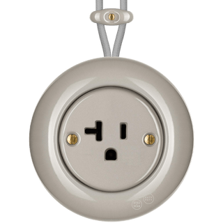 PORCELAIN KATY PATY COLONA ROUND SURFACE MOUNTED USA 20AMP SOCKET CAPPUCCINO - DYKE & DEAN