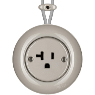 PORCELAIN KATY PATY COLONA ROUND SURFACE MOUNTED USA 20AMP SOCKET CAPPUCCINO - DYKE & DEAN