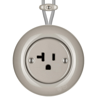 PORCELAIN KATY PATY COLONA ROUND SURFACE MOUNTED USA 20AMP SOCKET CAPPUCCINO - DYKE & DEAN