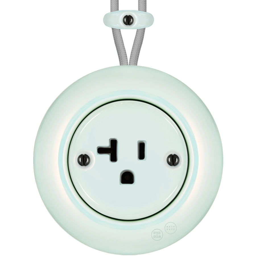 PORCELAIN KATY PATY COLONA ROUND SURFACE MOUNTED USA 20AMP SOCKET CONCHA - DYKE & DEAN