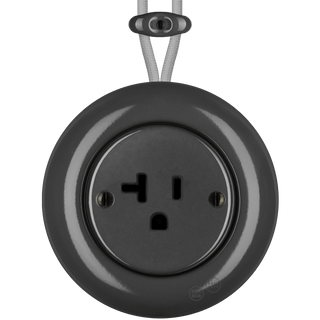 PORCELAIN KATY PATY COLONA ROUND SURFACE MOUNTED USA 20AMP SOCKET DARK GREY - DYKE & DEAN