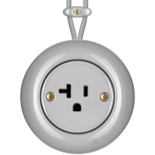 PORCELAIN KATY PATY COLONA ROUND SURFACE MOUNTED USA 20AMP SOCKET GREY - DYKE & DEAN