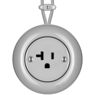 PORCELAIN KATY PATY COLONA ROUND SURFACE MOUNTED USA 20AMP SOCKET GREY - DYKE & DEAN