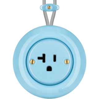 PORCELAIN KATY PATY COLONA ROUND SURFACE MOUNTED USA 20AMP SOCKET PASTEL BLUE - DYKE & DEAN