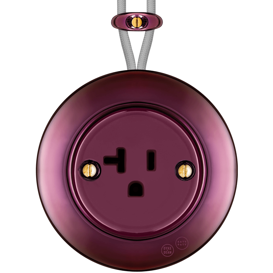 PORCELAIN KATY PATY COLONA ROUND SURFACE MOUNTED USA 20AMP SOCKET PURPLE - DYKE & DEAN