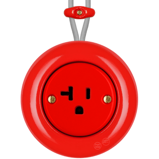 PORCELAIN KATY PATY COLONA ROUND SURFACE MOUNTED USA 20AMP SOCKET RED - DYKE & DEAN