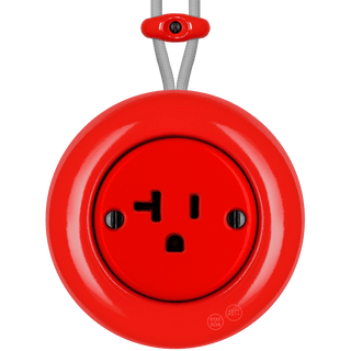 PORCELAIN KATY PATY COLONA ROUND SURFACE MOUNTED USA 20AMP SOCKET RED - DYKE & DEAN
