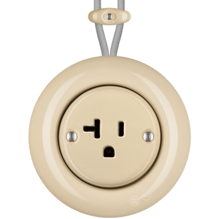 PORCELAIN KATY PATY COLONA ROUND SURFACE MOUNTED USA 20AMP SOCKET SAND - DYKE & DEAN