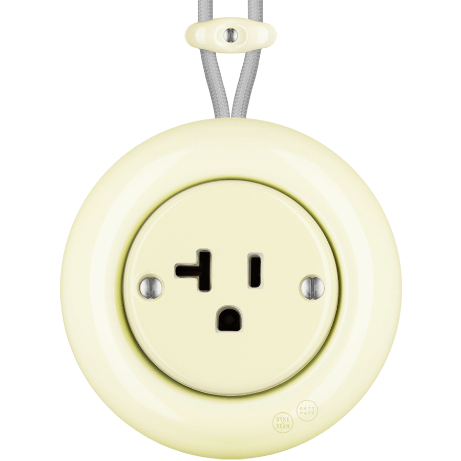 PORCELAIN KATY PATY COLONA ROUND SURFACE MOUNTED USA 20AMP SOCKET VANILLA - DYKE & DEAN