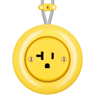PORCELAIN KATY PATY COLONA ROUND SURFACE MOUNTED USA 20AMP SOCKET YELLOW - DYKE & DEAN