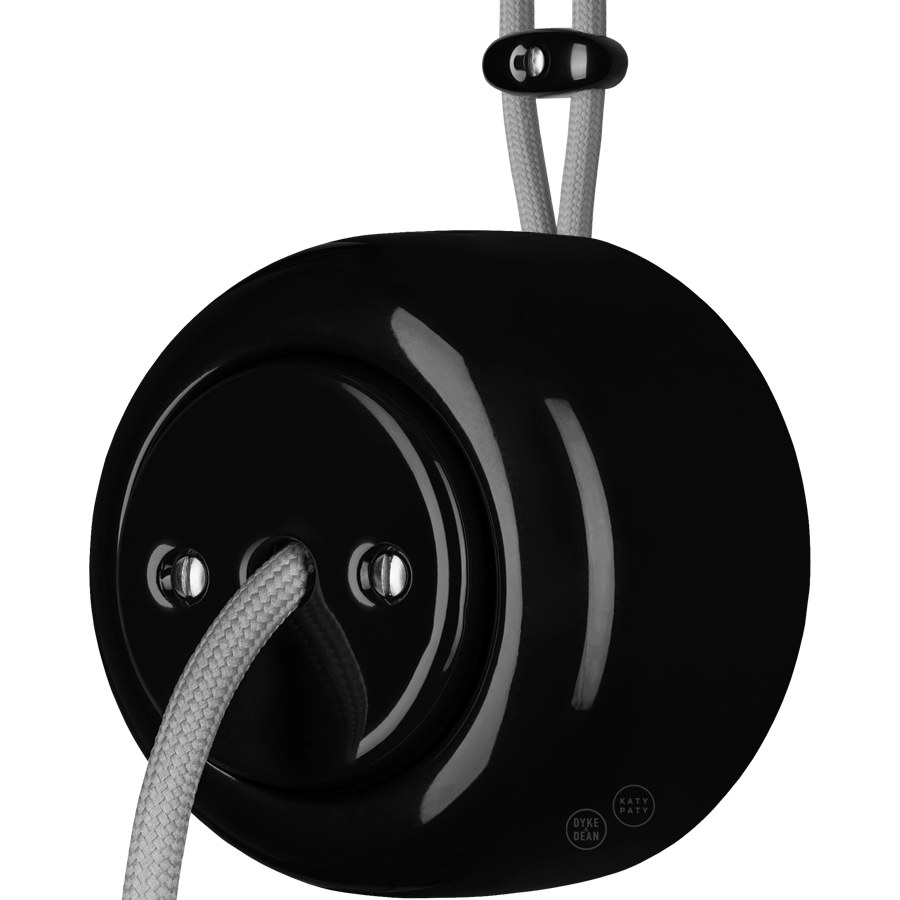 PORCELAIN ROUND SURFACE MOUNTED CABLE GLAND SOCKET BLACK - DYKE & DEAN