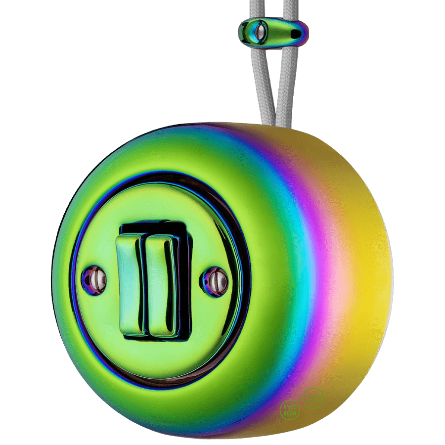 PORCELAIN ROUND SURFACE MOUNTED DOUBLE SLIM BUTTON SWITCH CHLOREDO - DYKE & DEAN