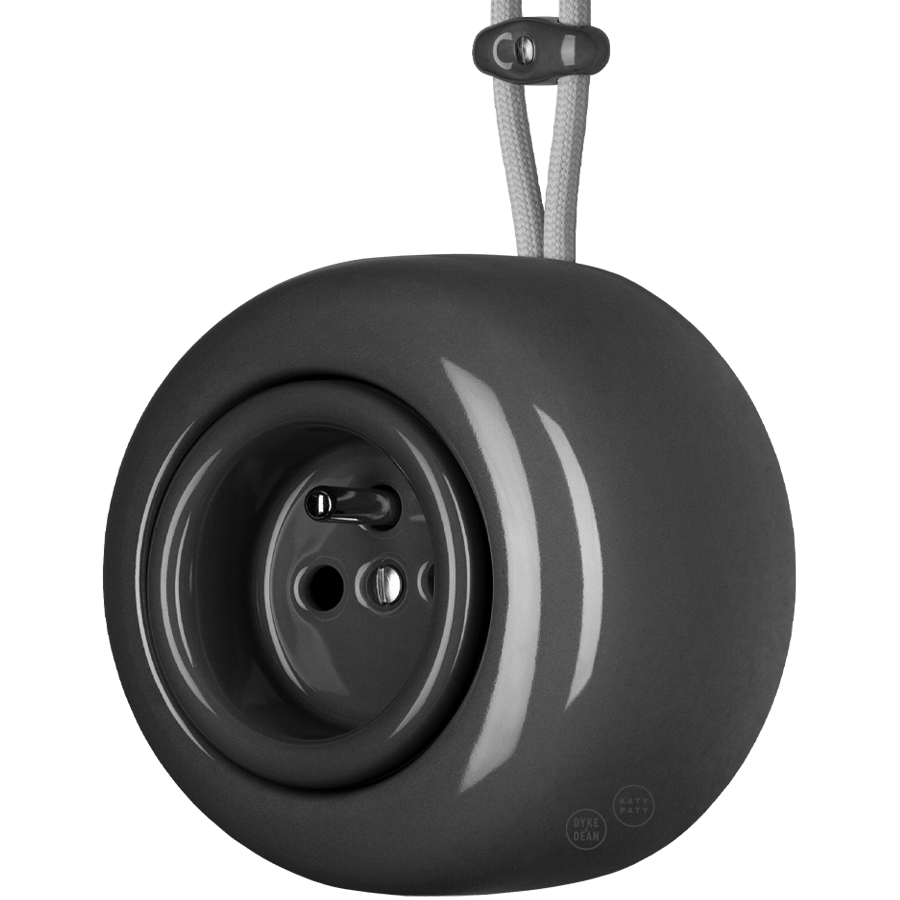 PORCELAIN ROUND SURFACE MOUNTED EURO SOCKET DARK GREY - DYKE & DEAN