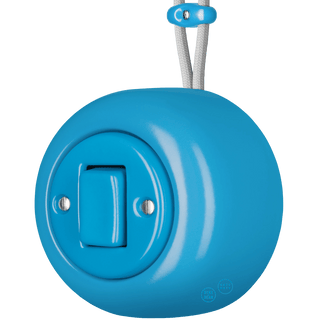PORCELAIN ROUND SURFACE MOUNTED FAT BUTTON SWITCH AZURE - DYKE & DEAN