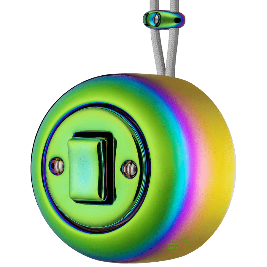 PORCELAIN ROUND SURFACE MOUNTED FAT BUTTON SWITCH CHLOREDO - DYKE & DEAN