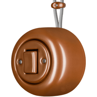 PORCELAIN ROUND SURFACE MOUNTED FAT BUTTON SWITCH COPPER - DYKE & DEAN