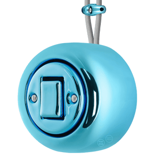PORCELAIN ROUND SURFACE MOUNTED FAT BUTTON SWITCH SKY BLUE - DYKE & DEAN