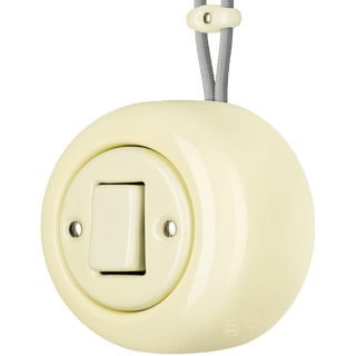 PORCELAIN ROUND SURFACE MOUNTED FAT BUTTON SWITCH VANILLA - DYKE & DEAN