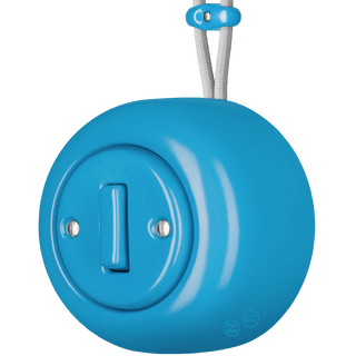 PORCELAIN ROUND SURFACE MOUNTED SLIM BUTTON SWITCH AZURE - DYKE & DEAN