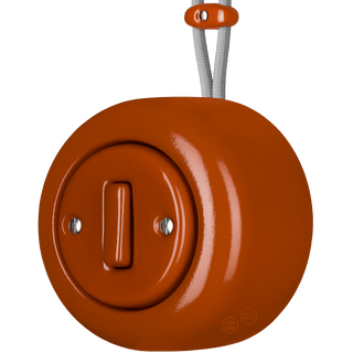 PORCELAIN ROUND SURFACE MOUNTED SLIM BUTTON SWITCH BRICK RED - DYKE & DEAN