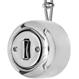 PORCELAIN ROUND SURFACE MOUNTED SLIM BUTTON SWITCH CHROME - DYKE & DEAN