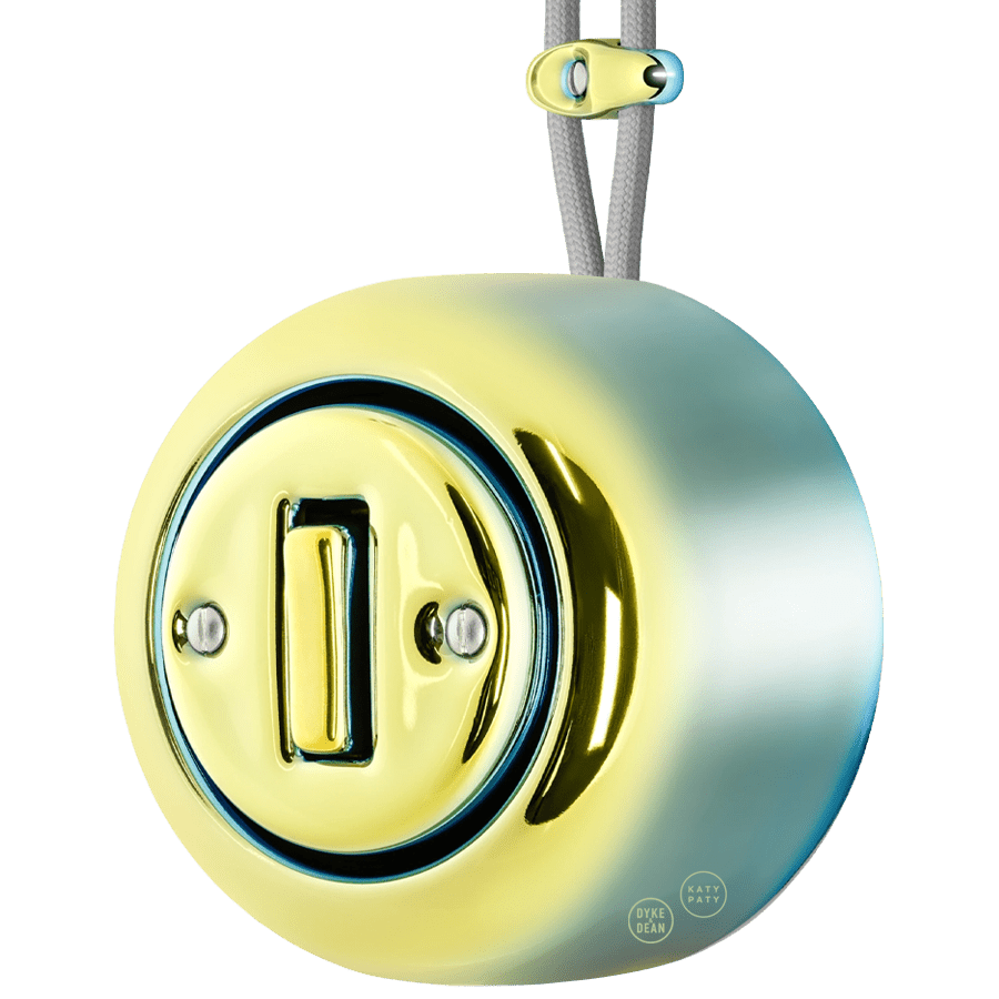 PORCELAIN ROUND SURFACE MOUNTED SLIM BUTTON SWITCH LUCEDO - DYKE & DEAN