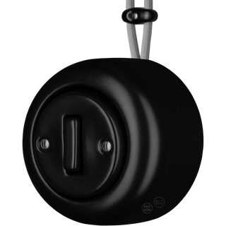 PORCELAIN ROUND SURFACE MOUNTED SLIM BUTTON SWITCH MATTE BLACK - DYKE & DEAN