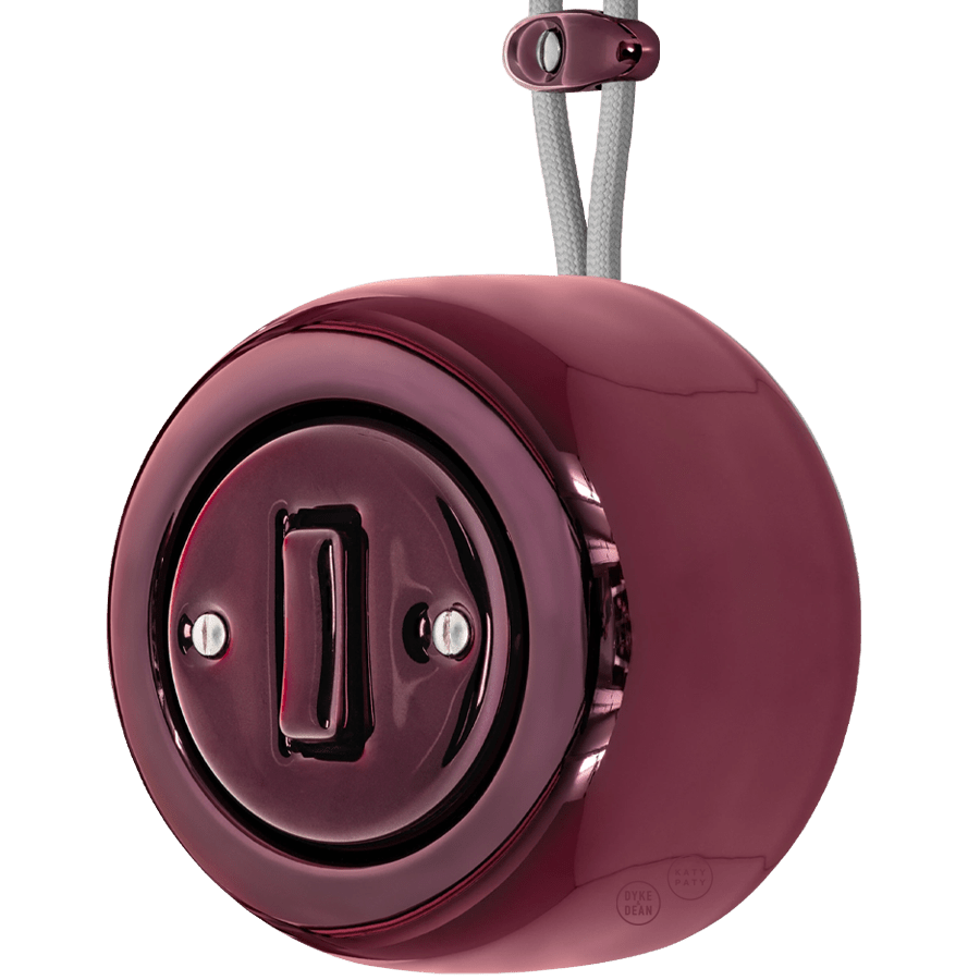 PORCELAIN ROUND SURFACE MOUNTED SLIM BUTTON SWITCH PURPLE - DYKE & DEAN