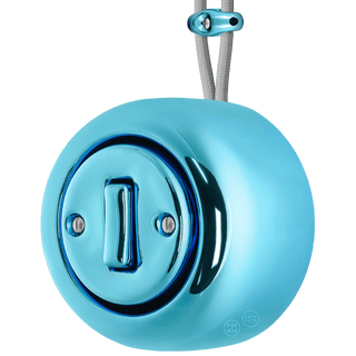 PORCELAIN ROUND SURFACE MOUNTED SLIM BUTTON SWITCH SKY BLUE - DYKE & DEAN