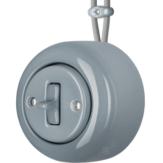 PORCELAIN ROUND SURFACE MOUNTED TOGGLE BUTTON SWITCH ASH GREY - DYKE & DEAN