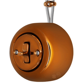 PORCELAIN ROUND SURFACE MOUNTED TOGGLE BUTTON SWITCH BRONZE - DYKE & DEAN