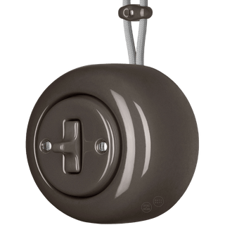 PORCELAIN ROUND SURFACE MOUNTED TOGGLE BUTTON SWITCH BROWN - DYKE & DEAN