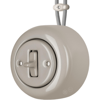 PORCELAIN ROUND SURFACE MOUNTED TOGGLE BUTTON SWITCH CAPPUCCINO - DYKE & DEAN