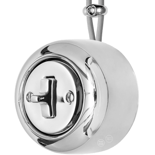 PORCELAIN ROUND SURFACE MOUNTED TOGGLE BUTTON SWITCH CHROME - DYKE & DEAN